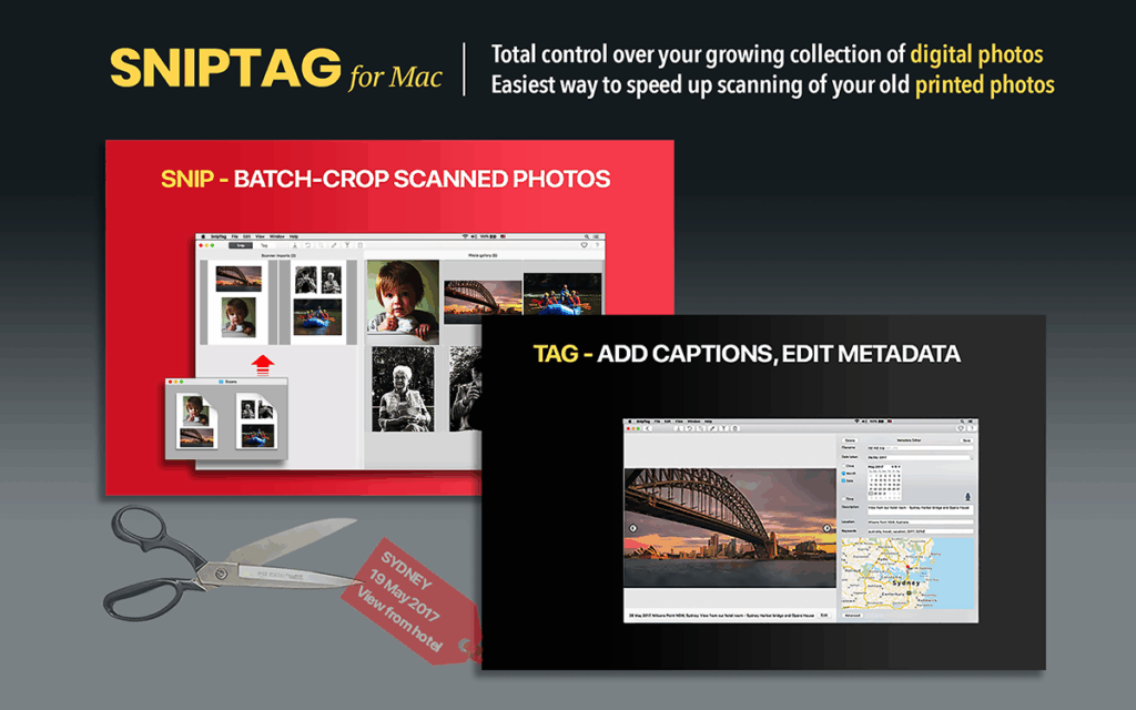 SnipTag app MacOS batch-crops photos