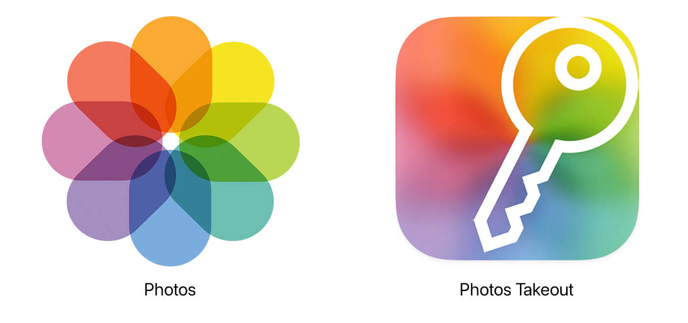 icons of Apple Photos and Photos Takeout apps